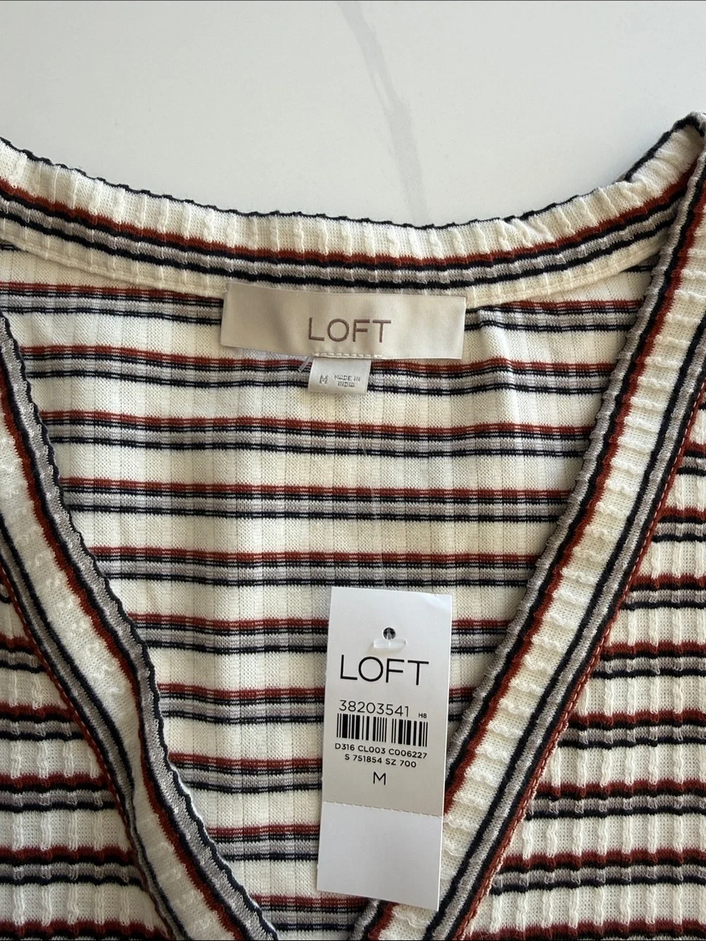 LOFT Striped V-Neck Maxi Dress in Cream, Brown and Black